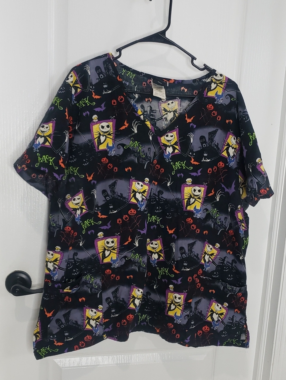Disney's The Nightmare Before Christmas Jack Skellington Scrub Top Size 2XL